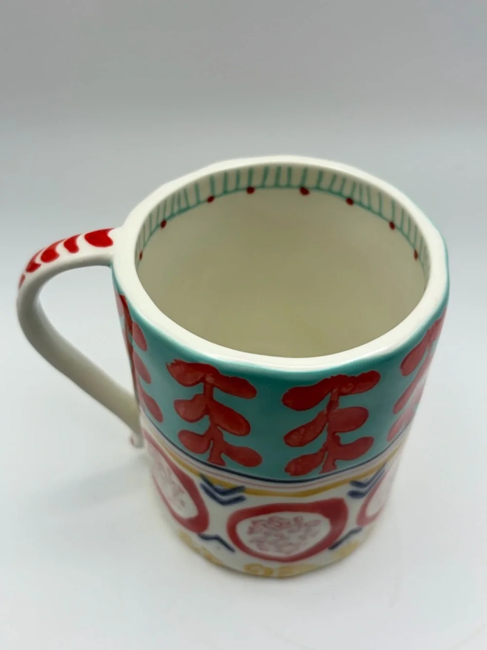 Anthropologie Hand Painted Isla Ceramic Mugs Set of 2 Boho Whimsigoth Eclectic